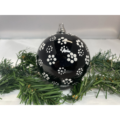 Kerstbal zwart met wit