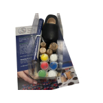 Starter set verf met klompje, 5 kleuren verf, medium, 4 stempels en beschrijving