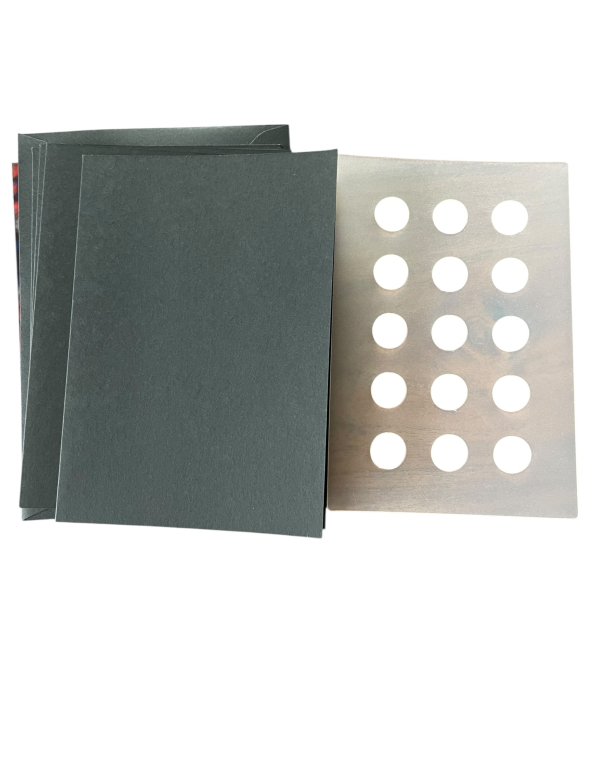 Set van 4 A5 kaarten dubbelgevouwen + enveloppen + raster