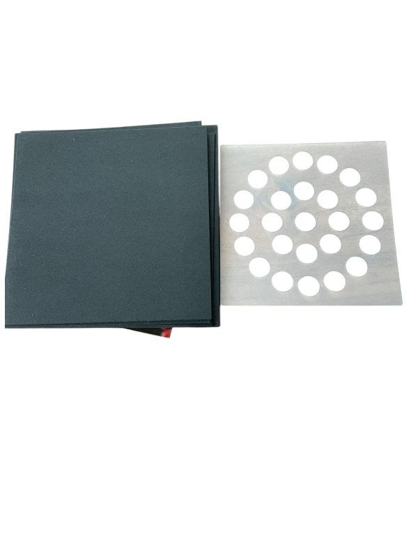 Set van 4 vierkante kaarten dubbelgevouwen + enveloppen + raster