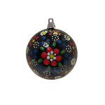 Kerstbal zwart met rood, geel, groen, wit, bauw