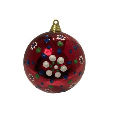 Kerstbal rood wit, groen, blauw